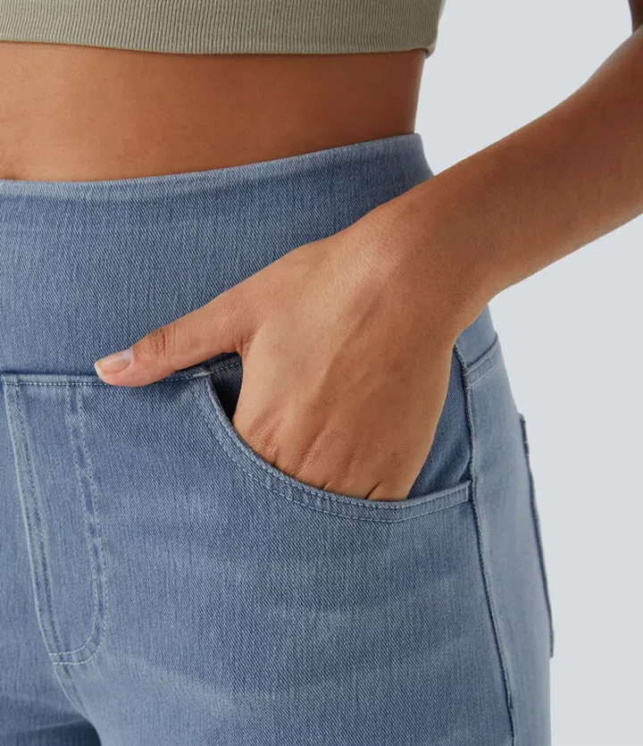 Lara™ Jeans elásticos de cintura alta y pierna ancha.