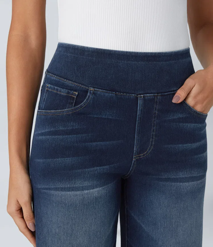 Lara™ Jeans elásticos de cintura alta y pierna ancha.