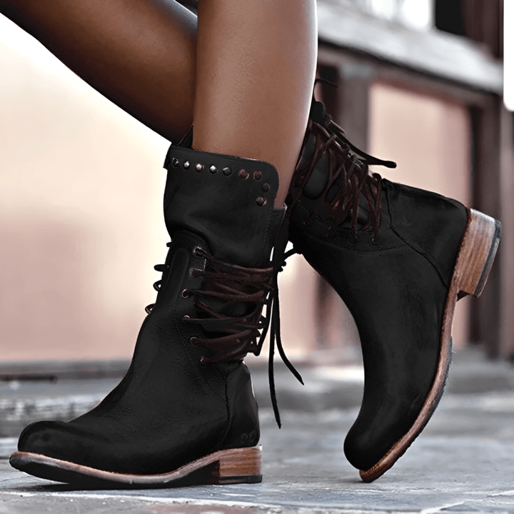 Olivia™ | Botas de piel con cordones