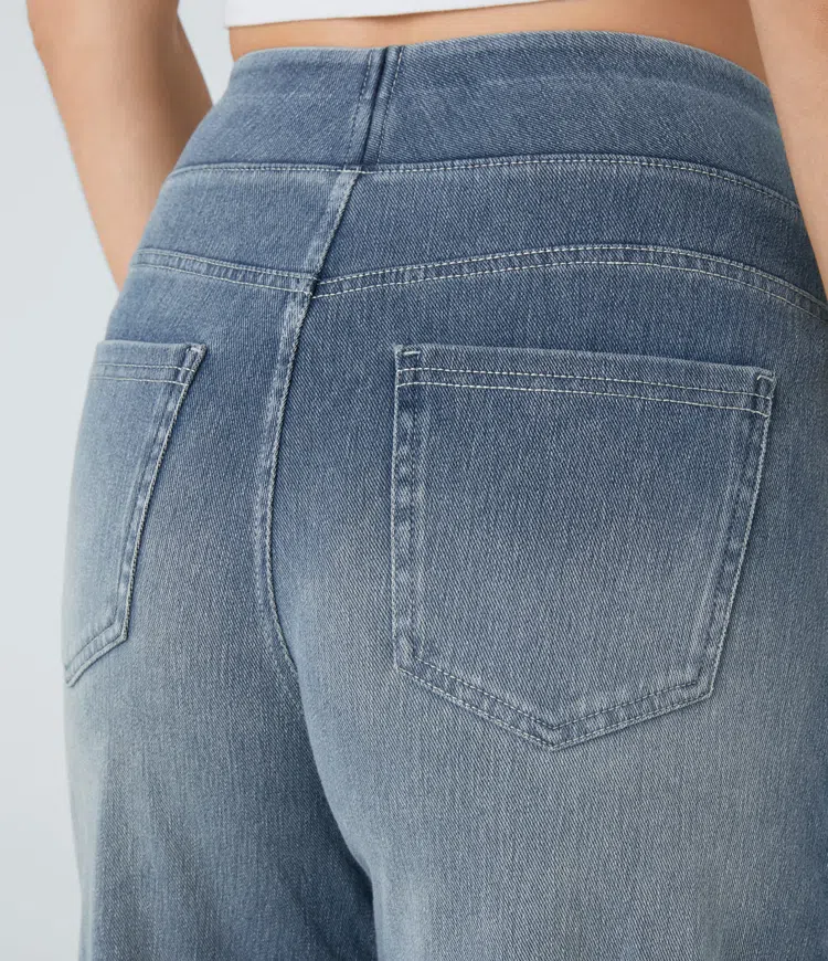 Lara™ Jeans elásticos de cintura alta y pierna ancha.